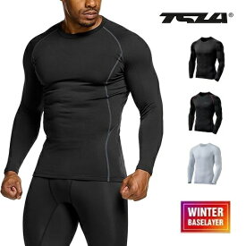テスラ 長袖 冬用 裏起毛 メンズ 防寒保温 インナー コンプレッションウェア スポーツウェア スポーツ シャツ ランニング アンダーシャツ TSLA YUD34/40/54