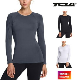 テスラ コンプレッションウェア 長袖 レディース 裏起毛 吸湿速乾 軽量保温 伸縮性 秋 冬用 上 コンプレッション スポーツインナー アンダーシャツ ランニングウェア インナー シャツ TSLA XUD54