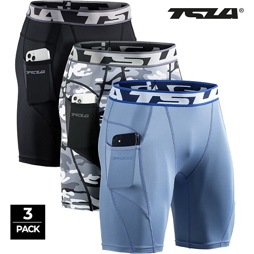 (テスラ)TESLA スポーツタイツ ショート 3枚セット メンズ [UVカット・吸汗速乾] ショーツ スパッツ コンプレッションウェア コンプレッションタイツ ランニングウェア レギンス MUS74
