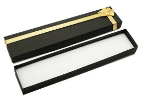 ギフトボックス 黒/金リボン ジュエリーケース 化粧紙 約200x42x23mm 《10個セット》