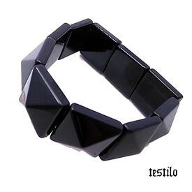 オニキス ロック ピラミッドブレス幅20mm/レディースサイズ de-08-15l/作家作品/testilo [ テスティーロ ]/メンズアクセサリー