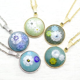 七宝ミルフィオリのサークル型ペンダント[5色あり] ハンドメイド 作家 アクセサリー 七宝焼き ミルフィオリ de-71-rb-35