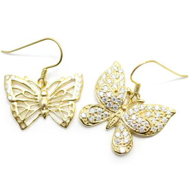 モアサナイト 蝶 ピアス/イヤリング SV925/AG925 18KYゴールド仕上げ 0.82CT /BUTTERFLY [ バタフライ ]