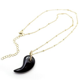 勾玉オニキスのデザインチェーンネックレス/41+6cm[ゴールドカラー] 【テスティーロ】 メンズアクセサリー 男女兼用
