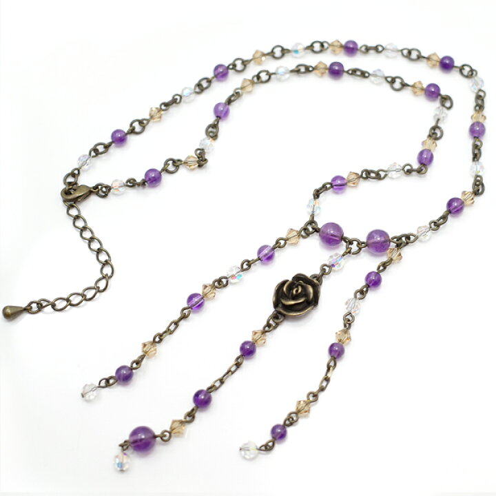 楽天市場】アメジストの薔薇ローズネックレス 【GEM accessory 