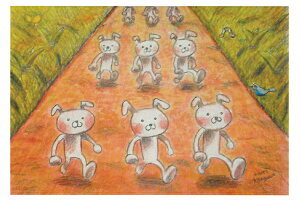 GO!GO!USAGI ポストカード 1枚 手造り工房 North river ピュアな手作り作品♪ de-31-nr-17