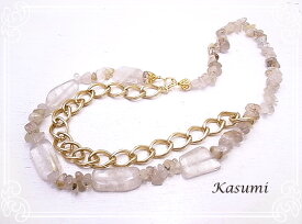 ゴールドルチルと大きなチェーンのネックレス 【Kasumi～かすみ～】 アクセサリー 作家 ハンドメイド ksm-23