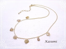 ゴールドルチルクォーツのネックレス　 【Kasumi～かすみ～】 アクセサリー 作家 ハンドメイド ksm-18