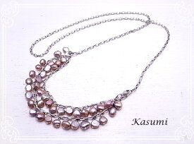 桜色の淡水パールのネックレス　 【Kasumi～かすみ～】 アクセサリー 作家 ハンドメイド ksm-20