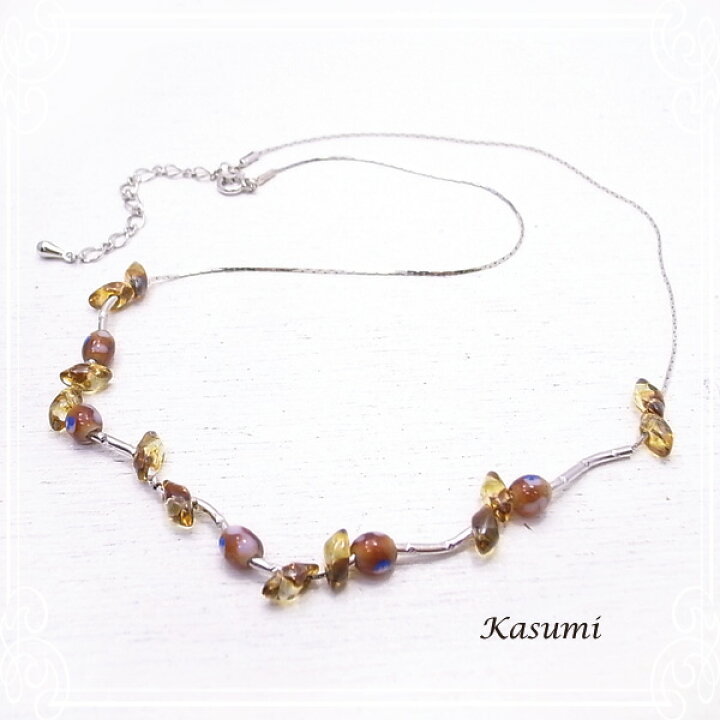 楽天市場】ころころ動く小さいトンボ玉のネックレス 【Kasumi～かすみ 