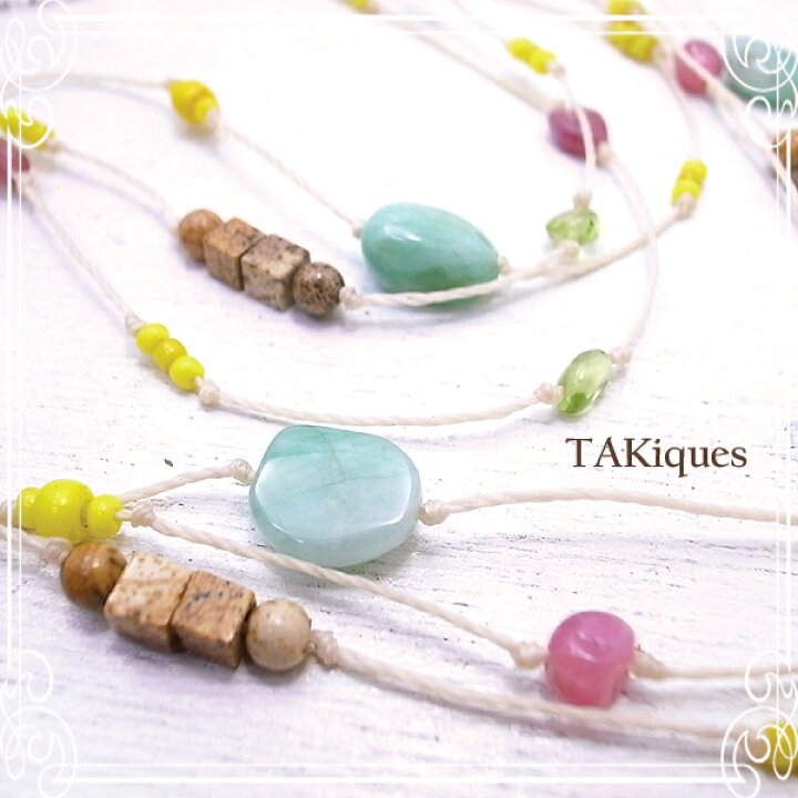 楽天市場】【TAKiques】アンティークガラスビーズ＆ジェムストーン3連 