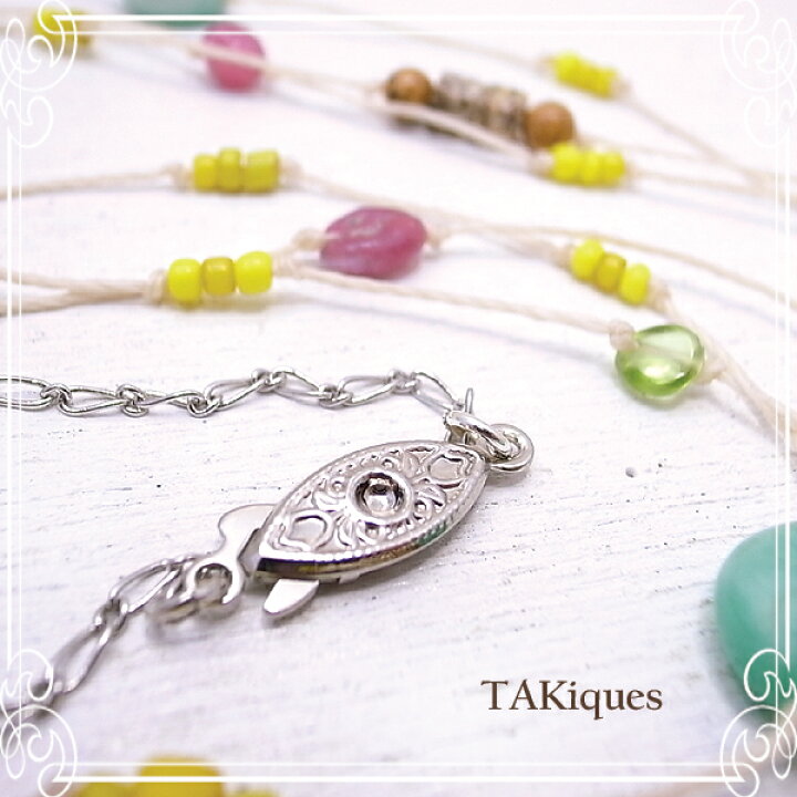 楽天市場】【TAKiques】アンティークガラスビーズ＆ジェムストーン3連 