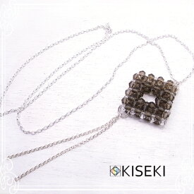 スクエア ペンダント （スモーキークォーツ＆水晶） ネックレス 【KISEKI [ キセキ ]】 アクセサリー/作家/ハンドメイド