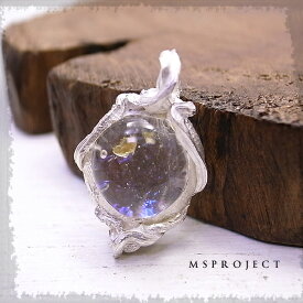 チタンガラスペンダント ネックレス トンボ玉 NASA 純銀 遊色 シルバー1000 【MS project 鬼束信】