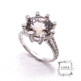 スモーキークォーツ＆ジルコニア シルバーリング 指輪【11号】 Lara collection [ ララ コレクション ]