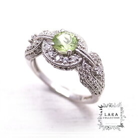 ペリドット＆ジルコニア シルバーリング 指輪【13号】 Lara collection [ ララ コレクション ]