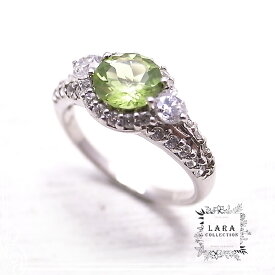 ペリドット＆ジルコニア シルバーリング 指輪【9号】 Lara collection [ ララ コレクション ]
