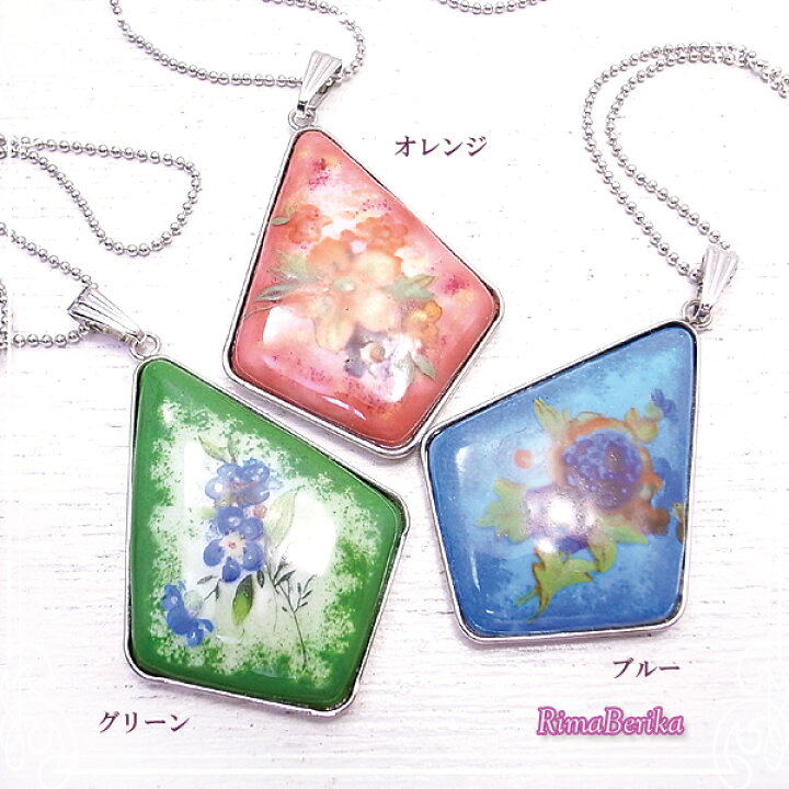 楽天市場】転写七宝のペンダント[3色あり] ハンドメイド 作家 