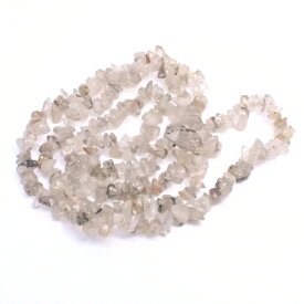 ルチルクォーツ 【さざれビーズ】 長さ 85cm前後 《1本》 チップビーズ AB 黄色系