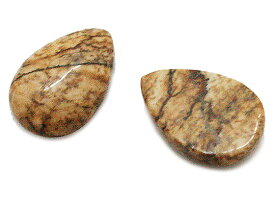 ピクチャージャスパー 【天然石パーツ】 ペアシェイプ型カボションパーツ いろいろなパーツ 約15x10x4mm 《1個》