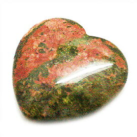 ユナカイト ハート【天然石パーツ】 モチーフ いろいろなパーツ 約25x25x7mm 《1個》