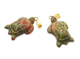 ユナカイト 【天然石チャーム】 カメ 亀 チャームパーツ 約24x16x7mm 《1個》