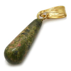 ユナカイト 【天然石チャーム】 ドロップ型 チャームパーツ 約16x6x6mm 《1個》