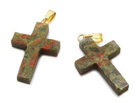 ユナカイト 【天然石チャーム】 クロス型 チャームパーツ 約25x18x4mm 《1個》
