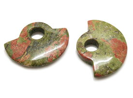 ユナカイト 【天然石パーツ】 扇形モチチーフ いろいろなパーツ 約 46x35x7mm 穴径:約10mm 《1個》