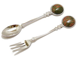 スプーン&フォーク 天然石飾り付ユナカイト