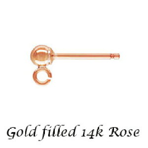 【5ペア】14Kピンク ゴールドフィルド ローズ ピアスポストパーツ ボール約 5mm goldfilled K14GF アクセサリーパーツ 金具 fe21-14p-5