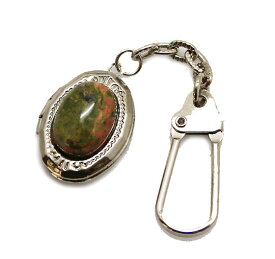 ユナカイト 【天然石 キーホルダー】 ロケット 約10x15mm 《1個》　遺骨 メモリアル