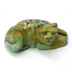 ターコイズ/ネコねこ猫/約61x32x28mm/1点もの彫刻