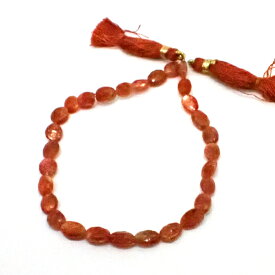 サンストーン 【数量限定 オーバルカットビーズ】 1連22cm 約6x8mm 天然石