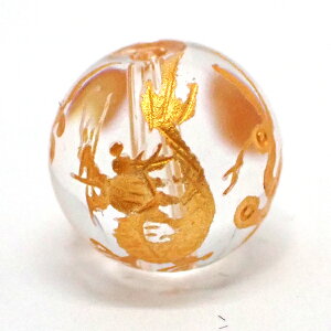 クォーツ水晶 丸玉四面四神獣ビーズ 約12mm 天然石