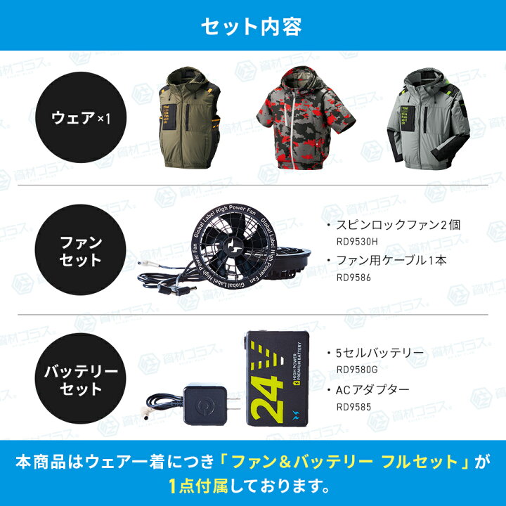 楽天市場】【24V 2025年 GLOBALバッテリー＆ファン付き】サンエス SUN 