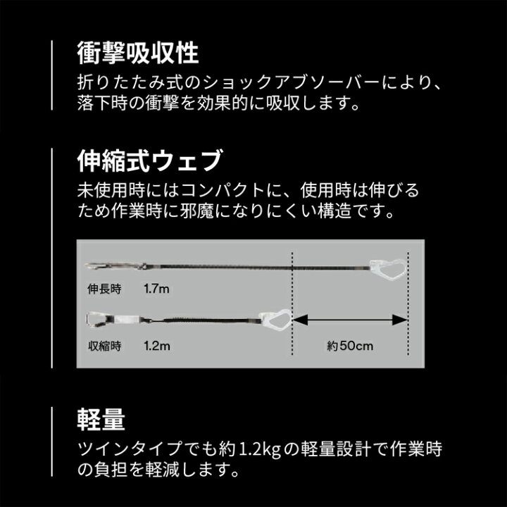 楽天市場】3M 伸縮式 ランヤード 【Type1 ツイン 130kg対応】 スイベル 
