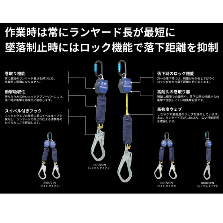 楽天市場】3M ランヤード 【type2 ツイン】 DBI-サラ Nano-lok 