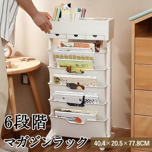 期間限定4380円で激安販売★マガジンラック スリムタイプ 省スペース キャスター付き 新聞ラック 大容量 オープンラック 工具不要 本 書類収納ラック 書類棚 雑誌 ファイルワゴン 収納ラッ