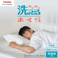＼新商品／【テイジン 公式】 ガンガン洗えるまくら 乾燥機対応 丸洗いOK 43×63cm 35×50cm 洗濯ネット…