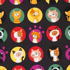 【10センチ単位 切売り】 3メートルまでメール便OK 猫 ネコ ドット 丸 足跡 アニマル シーチング 生地 綿100% 110センチ幅 全2色 生地 と 手芸材料 KIJICO キジコ 商用利用可能