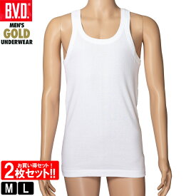 BVD GOLD ランニング 2枚セット M L タンクトップ 綿100％ メンズ シャツ インナー 下着 肌着 インナーシャツ アンダーウェア G015 コットン ゴールド