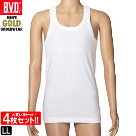 BVD GOLD ランニング 4枚セット LL タンクトップ 綿100％ メンズ シャツ インナー 下着 肌着 インナーシャツ アンダーウェア G015 コットン ゴールド