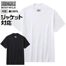 グンゼ ボディワイルド Tシャツ 丸首 メンズ ジャケット対応 綿100% 半袖 コーディネート 通年 アウターTシャツ コットン シャツ GUNZE 襟高 BODY WILD BW5413 M-LL