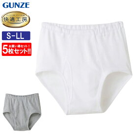 グンゼ GUNZE 快適工房 天引きブリーフ 5枚セット 前開き メンズ 年間 綿100% 男性用 ブリーフ パンツ 綿 下着 肌着 インナー 定番 抗菌 防臭 無地 フライス KQ5031 S-LL 日本製