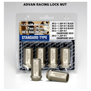 V6177 ADVAN Racing NUT Standard Type�@M12X1.25P 17HEX CG �V�����p���S�[���h + ���U�[�����@4��1�Z�b�g