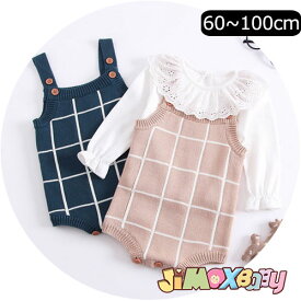 ★jimaxbaby福袋5点3680円★60cm/100cm メール便送料無料 ベビーロンパース サロベット　オールインワン　ニット　簡単　春秋　ベビーオールインワン　ベビー服　子供服　女の子　可愛い　シンプル　新品　チェック柄