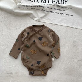 【即納】70cm/90cmベビー服　ベビーロンパース　前開き　肌着　プレゼント　男の子　女の子　総柄　シンプル　無地　出産祝い　退院　春秋　ベビーオールインワン　ベビー服　子供服 　長袖　可愛い　退院　春秋 新生児　北欧風