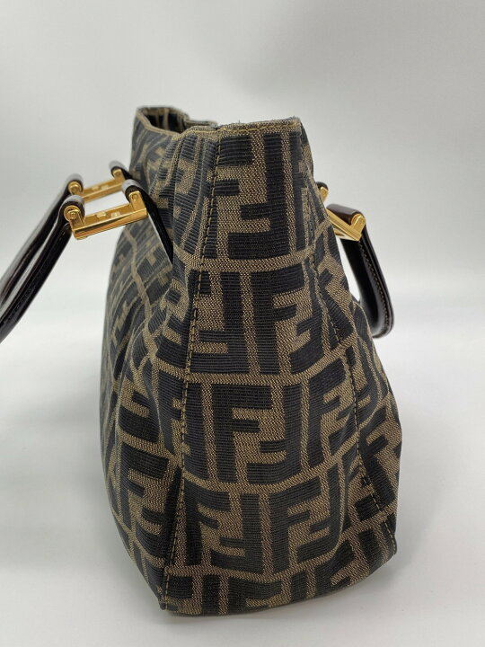楽天市場】FENDI フェンディ ズッカ柄 ハンドバッグ キャンバス レザー 