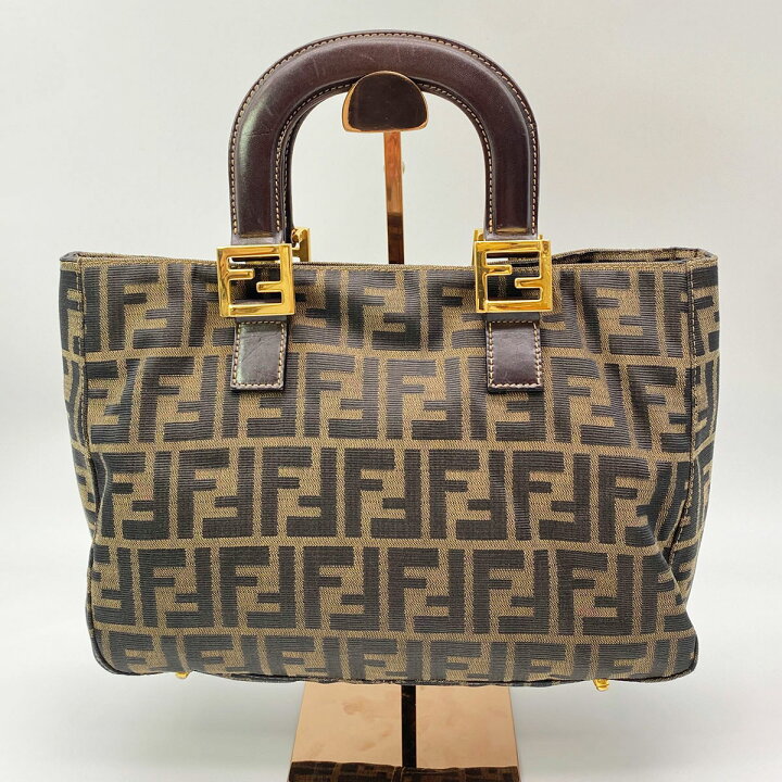 楽天市場】FENDI フェンディ ズッカ柄 ハンドバッグ キャンバス レザー 